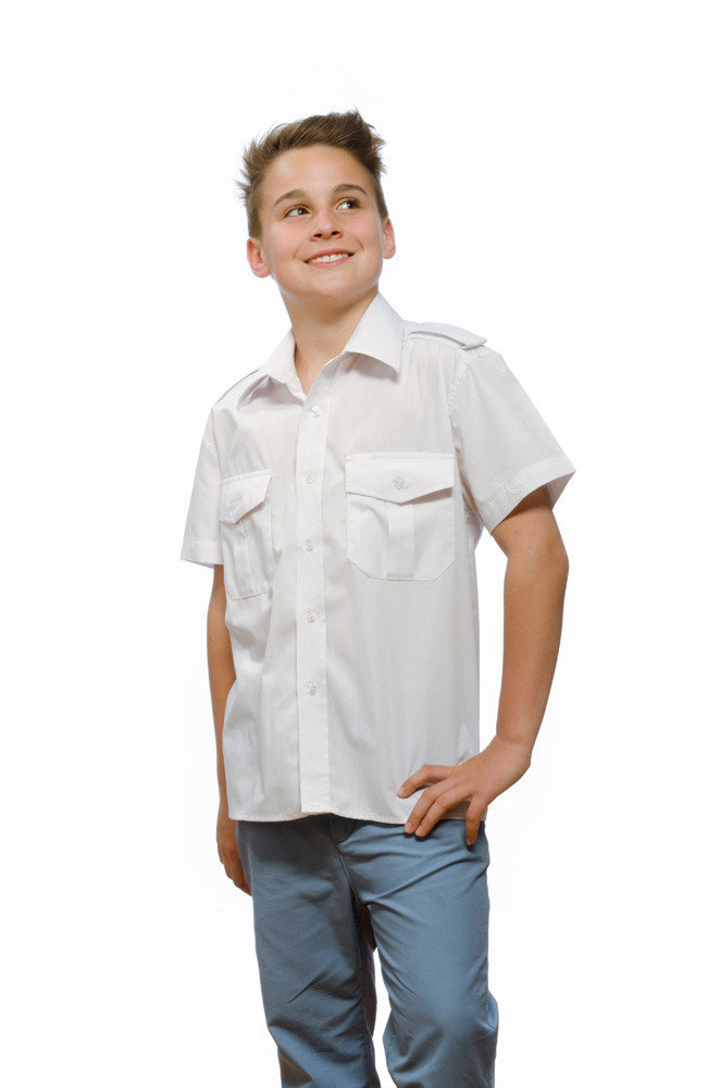 Weiße Kinder-Pilotenhemden kurzarm