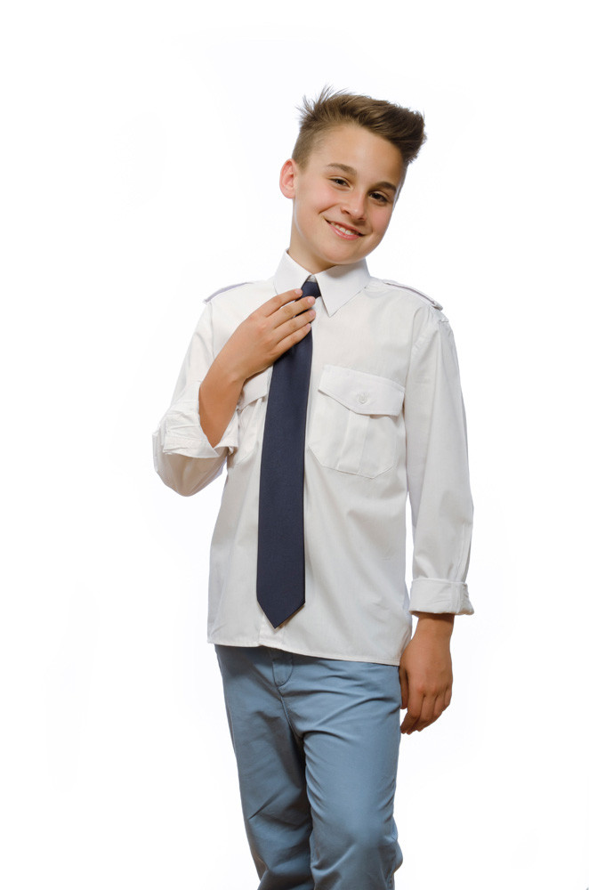 Weiße Kinder-Pilotenhemden langarm