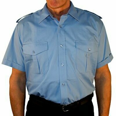 Diensthemd kurzarm blau mit Tunnel und abnehmbarer Schulterklappe