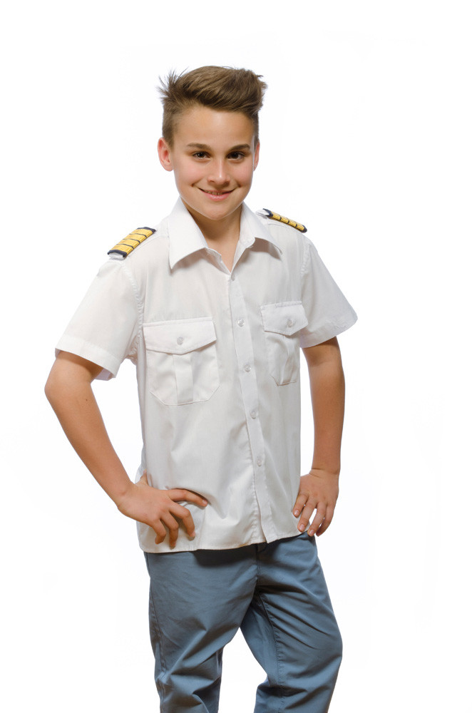 weiße Kinder-Pilotenhemden kurzarm
